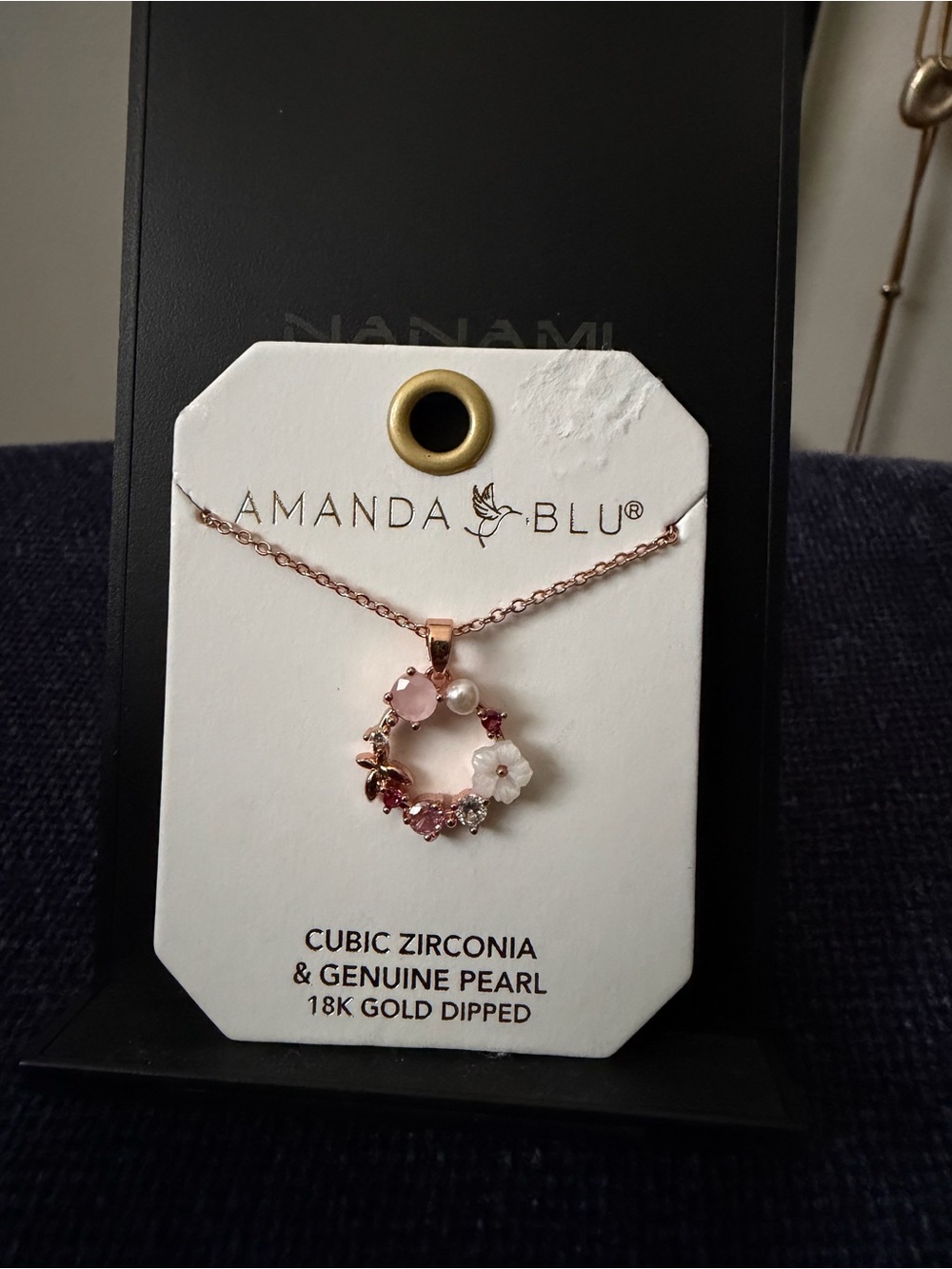 Amanda Blu Rose Gold Floral Wreath Necklace with Pink & White Accents
